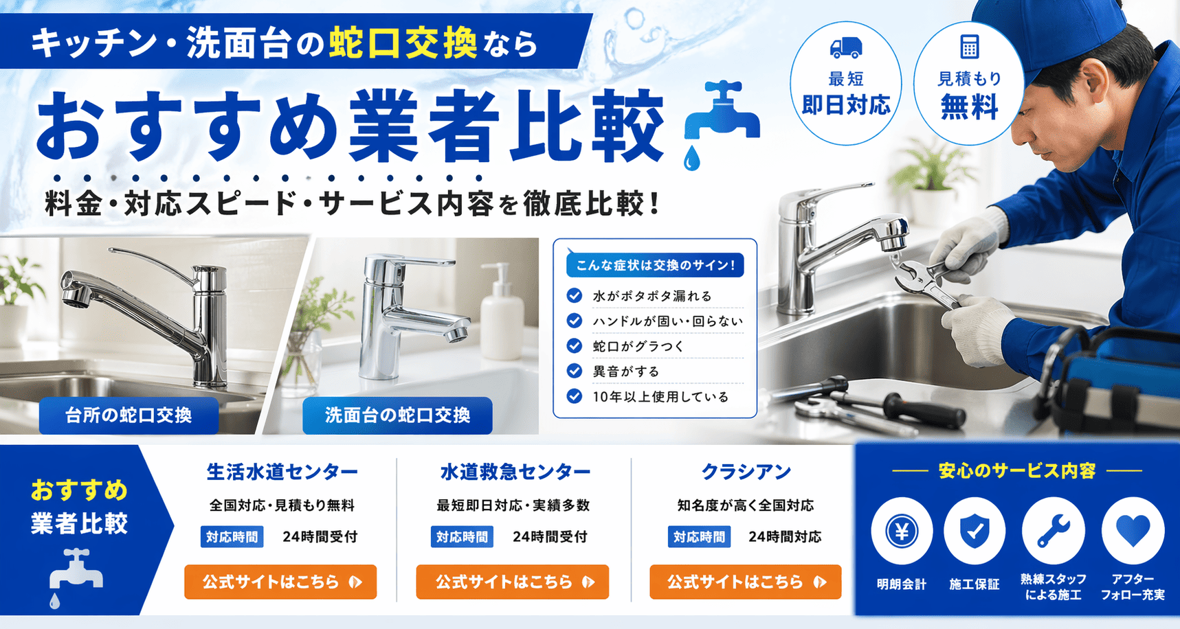 台所・洗面台・風呂の蛇口交換おすすめ業者比較